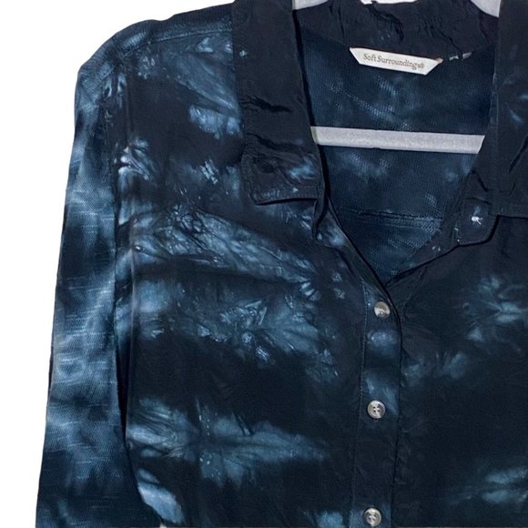 Soft Surroundings High Low Button Up Marbled Patte - Picture 3 of 10